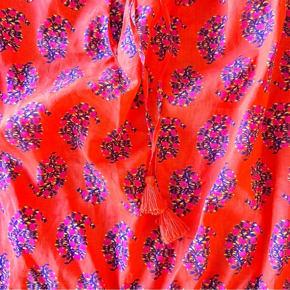 New TORY BURCH 100% Cotton Red Peasant Blouse/Tunic Top Size 12 NWT - Picture 2 of 9